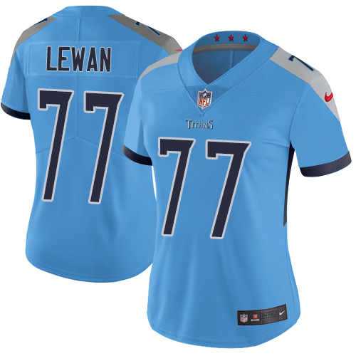 Nike Titans #77 Taylor Lewan Light Blue Team Color Women's Stitched NFL Vapor Untouchable Limited Jersey - Click Image to Close